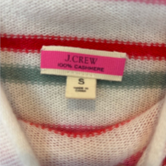 J. Crew Women's Cashmere Striped Sweater - Red, Pink, Green, White Small - Picture 3 of 6